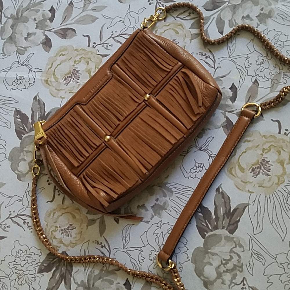 Aimee Kestenberg tan leather fringe crossbody